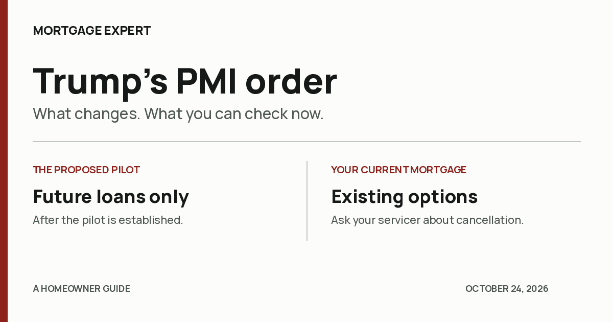 Trump's PMI order: a proposed pilot for future loans; current homeowners can check existing cancellation options.